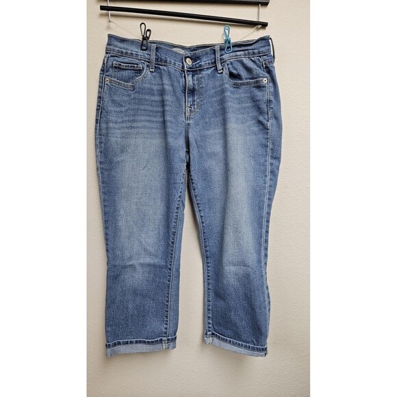 Old Navy Jeans Womens 6 Blue Sweetheart Capri Cropped Denim Mid Rise Stretch - Picture 2 of 8
